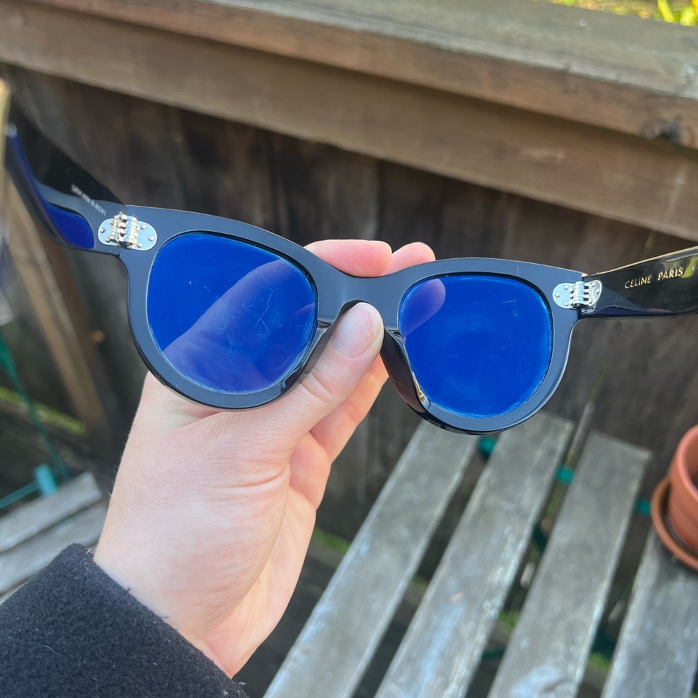 Celine Women's Round Black Sunglasses - Picture 4 of 15